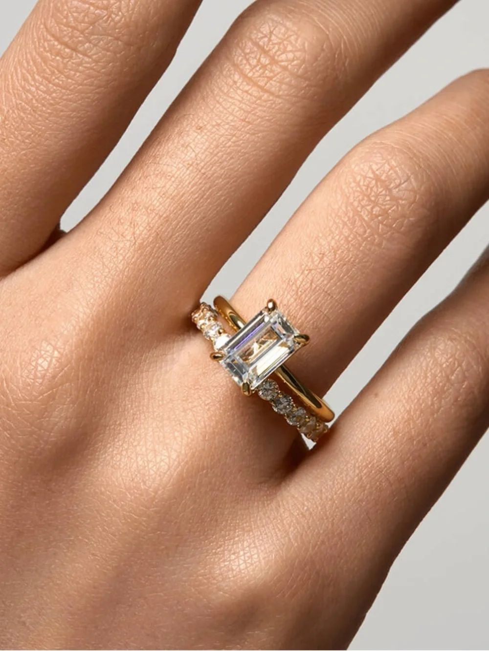 Emerald-Cut Solitaire CZ Ring in Silver